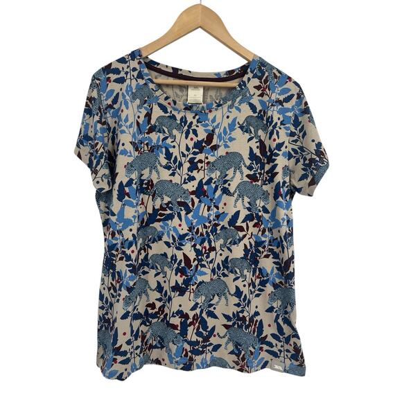 Trespass Leopard Blue Floral Graphic Print Short Sleeve T-shirt 12/XL NWT - Picture 1 of 5
